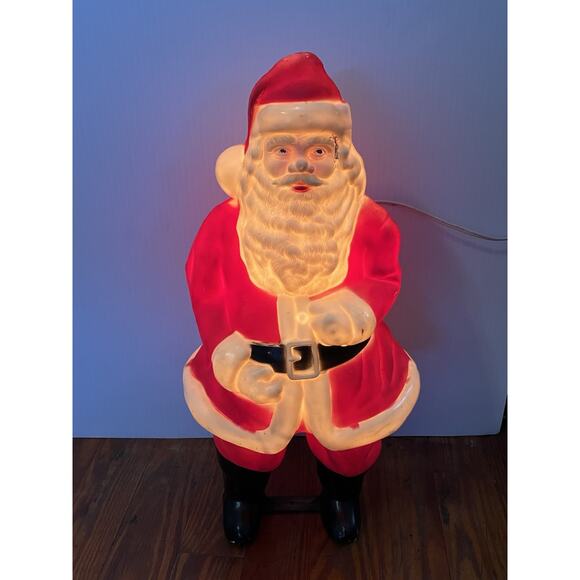 Vintage Santa Claus Blow Mold Lighted Lamp Christmas 17" Hard Plastic 50s-60s - Picture 2 of 8